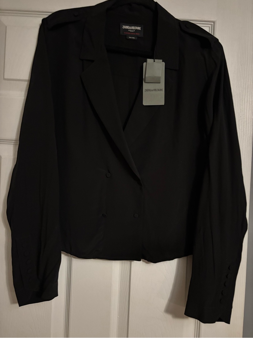 Zadig & Voltaire Black Double-Breasted Lightweight Blazer blouse